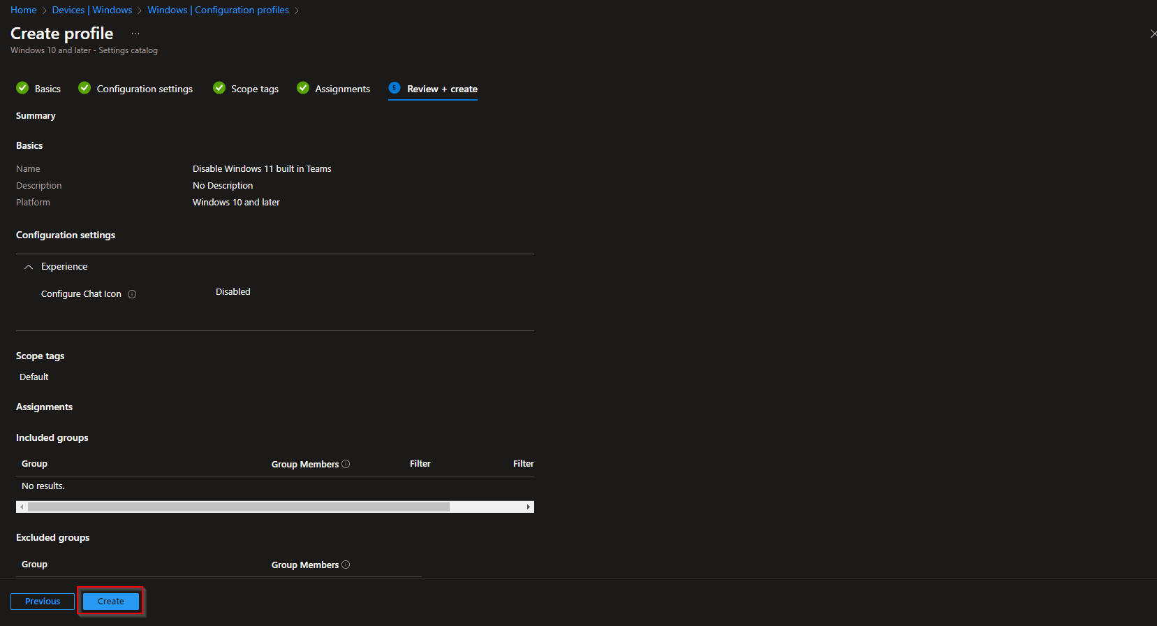 Assigning the configuration profile to groups or all users/devices